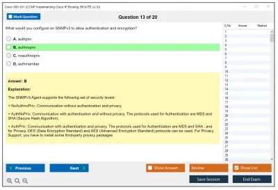 Cisco 300-101 CCNP Implementing Cisco IP Routing (ROUTE v2.0) Practice test exam simulator test engine exam Prep practice test questions answers Image 13