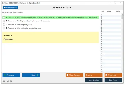 Six Sigma ICBB IASSC Lean Six Sigma – Black Belt Practice test exam simulator test engine exam Prep practice test questions answers Image 13
