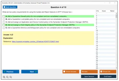 Symantec 250-441 Administration of Symantec Advanced Threat Protection 3.0 Practice test exam simulator test engine exam Prep practice test questions answers Image 4