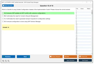 SAP C_ACTIVATE12 SAP Certified Associate - SAP Activate Project Manager Practice test exam simulator test engine exam Prep practice test questions answers Image 10