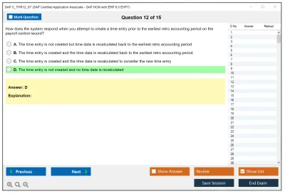 SAP C_THR12_67 SAP Certified Application Associate - SAP HCM with ERP 6.0 EHP7 Practice test exam simulator test engine exam Prep practice test questions answers Image 12
