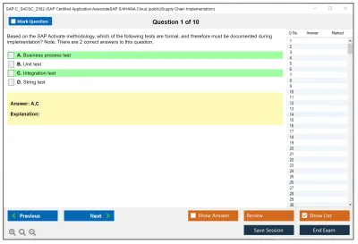 SAP C_S4CSC_2302 SAP Certified Application AssociateSAP S/4HANA Cloud (public)Supply Chain Implementation Practice test exam simulator test engine exam Prep practice test questions answers Image 1