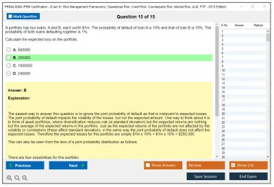 PRMIA 8008 PRM Certification - Exam III: Risk Management Frameworks, Operational Risk, Credit Risk, Counterparty Risk, Market Risk, ALM, FTP - 2015 Edition Practice test exam simulator test engine exam Prep practice test questions answers Image 15