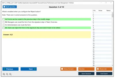 SAP C_THR82_2211 SAP Certified Application AssociateSAP SuccessFactors Performance and Goal Management 1H/2022 Practice test exam simulator test engine exam Prep practice test questions answers Image 3