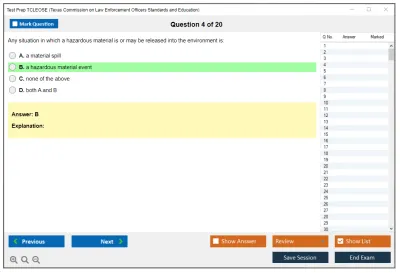 Test Prep TCLEOSE Texas Commission on Law Enforcement Officers Standards and Education Practice test exam simulator test engine exam Prep practice test questions answers Image 4