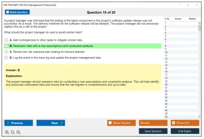 PMI PMI-RMP PMI Risk Management Professional (PMI-RMP) Exam Practice test exam simulator test engine exam Prep practice test questions answers Image 16
