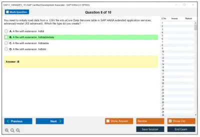 SAP C_HANADEV_15 SAP Certified Development Associate - SAP HANA 2.0 SPS03 Practice test exam simulator test engine exam Prep practice test questions answers Image 8