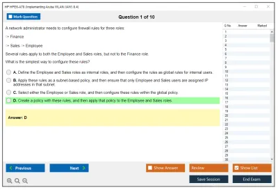 HP HPE6-A70 Aruba Certified Mobility Associate Exam Practice test exam simulator test engine exam Prep practice test questions answers Image 1