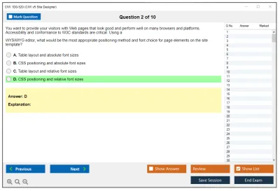 CIW 1D0-520 CIW v5 Site Designer Practice test exam simulator test engine exam Prep practice test questions answers Image 2