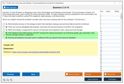 Citrix 1Y0-403 Citrix Virtual Apps and Desktops 7 Assessment Design and Advanced Configurations Practice test exam simulator test engine exam Prep practice test questions answers Image 2