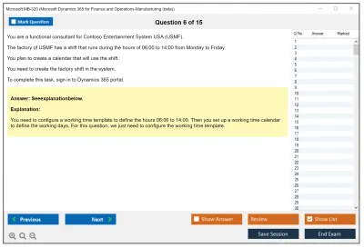 Microsoft MB-320 Microsoft Dynamics 365 for Finance and Operations-Manufacturing  Practice test exam simulator test engine exam Prep practice test questions answers Image 6