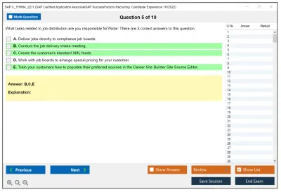 SAP C_THR84_2211 SAP Certified Application AssociateSAP SuccessFactors Recruiting: Candidate Experience 1H/2022 Practice test exam simulator test engine exam Prep practice test questions answers Image 5