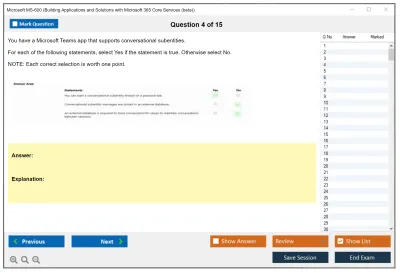 Microsoft MS-600 Building Applications and Solutions with Microsoft 365 Core Services Practice test exam simulator test engine exam Prep practice test questions answers Image 4