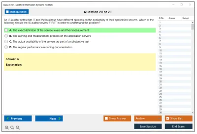 Isaca CISA Certified Information Systems Auditor Practice test exam simulator test engine exam Prep practice test questions answers Image 20