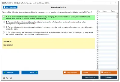ISTQB TM12 ISTQB-BCS Certified Tester Advanced Level- Test Manager (2012) Practice test exam simulator test engine exam Prep practice test questions answers Image 9