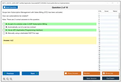 SAP C_S4CSV_2208 SAP Certified Application AssociateSAP S/4HANA Cloud (public)Service Implementation Practice test exam simulator test engine exam Prep practice test questions answers Image 2