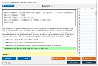 Cisco 300-615 Troubleshooting Cisco Data Center Infrastructure (300-615 DCIT) Practice test exam simulator test engine exam Prep practice test questions answers Image 9