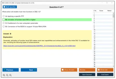 IBM C2090-318 DB2 12 System Administrator for z/OS Practice test exam simulator test engine exam Prep practice test questions answers Image 6