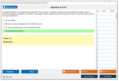 Cisco 300-430 Implementing Cisco Enterprise Wireless Networks (300-430 ENWLSI) Practice test exam simulator test engine exam Prep practice test questions answers Image 8