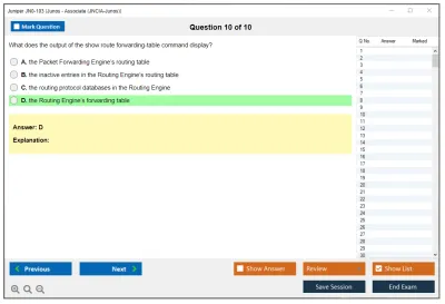 Juniper JN0-103 Junos - Associate (JNCIA-Junos) Practice test exam simulator test engine exam Prep practice test questions answers Image 10