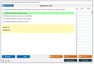 SAP C_C4H410_01 SAP Certified Application Associate - SAP Sales Cloud 1911 Practice test exam simulator test engine exam Prep practice test questions answers Image 6