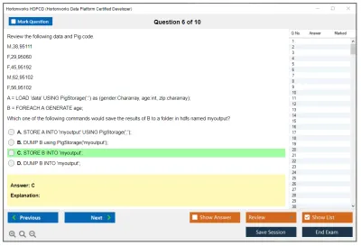 Hortonworks HDPCD Hortonworks Data Platform Certified Developer Practice test exam simulator test engine exam Prep practice test questions answers Image 6