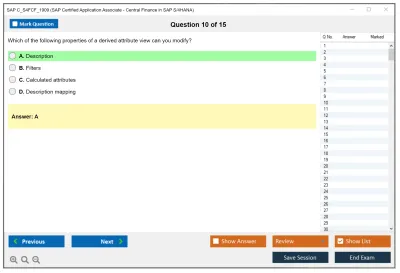 SAP C_S4FCF_1909 SAP Certified Application Associate - Central Finance in SAP S/4HANA Practice test exam simulator test engine exam Prep practice test questions answers Image 10