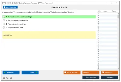 SAP C_ARP2P_2005 SAP Certified Application Associate - SAP Ariba Procurement Practice test exam simulator test engine exam Prep practice test questions answers Image 9