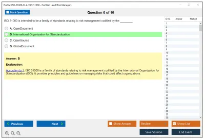 GAQM ISO-31000-CLA ISO 31000 - Certified Lead Risk Manager Practice test exam simulator test engine exam Prep practice test questions answers Image 6
