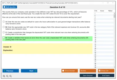 SAP C_TS4FI_2021 SAP Certified Associate - SAP S/4HANA 2021 for Financial Accounting Practice test exam simulator test engine exam Prep practice test questions answers Image 8