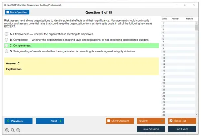 IIA IIA-CGAP Certified Government Auditing Professional Practice test exam simulator test engine exam Prep practice test questions answers Image 8