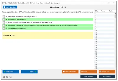 SAP E_ACTCLD_23 SAP Certified Specialist - SAP Activate for Cloud Solutions Project Manager Practice test exam simulator test engine exam Prep practice test questions answers Image 1