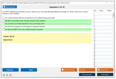 SAP C_S4CSC_2302 SAP Certified Application AssociateSAP S/4HANA Cloud (public)Supply Chain Implementation Practice test exam simulator test engine exam Prep practice test questions answers Image 3