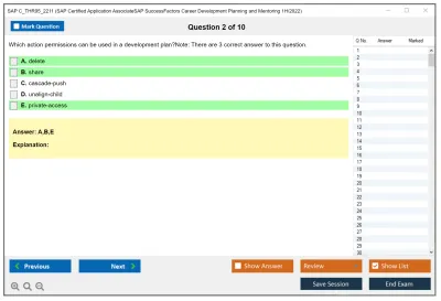 SAP C_THR95_2211 SAP Certified Application AssociateSAP SuccessFactors Career Development Planning and Mentoring 1H/2022 Practice test exam simulator test engine exam Prep practice test questions answers Image 2
