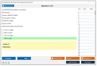 SAS Institute A00-280 Clinical Trials Programming Using SAS 9 Practice test exam simulator test engine exam Prep practice test questions answers Image 4