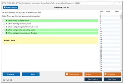 SAP C_THR82_2205 SAP Certified Application AssociateSAP SuccessFactors Performance and Goal Management 1H/2022 Practice test exam simulator test engine exam Prep practice test questions answers Image 4