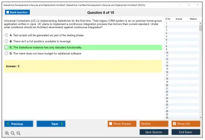 Salesforce Development-Lifecycle-and-Deployment-Architect Salesforce Certified Development Lifecycle and Deployment Architect Practice test exam simulator test engine exam Prep practice test questions answers Image 8