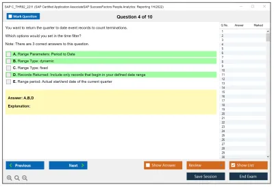 SAP C_THR92_2211 SAP Certified Application AssociateSAP SuccessFactors People Analytics: Reporting 1H/2022 Practice test exam simulator test engine exam Prep practice test questions answers Image 4