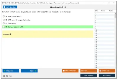 SAP C_TS451_1809 SAP Certified Application Associate - SAP S/4HANA Sourcing and Procurement (w/o Inventory Management) Practice test exam simulator test engine exam Prep practice test questions answers Image 6