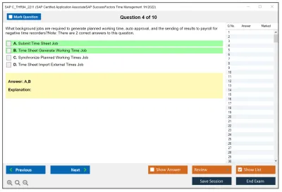 SAP C_THR94_2211 SAP Certified Application AssociateSAP SuccessFactors Time Management 1H/2022 Practice test exam simulator test engine exam Prep practice test questions answers Image 4