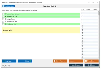 Oracle 1z0-1060 Oracle Accounting Hub Cloud 2019 Implementation Essentials Practice test exam simulator test engine exam Prep practice test questions answers Image 5