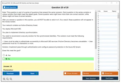 Microsoft MS-100 Microsoft 365 Identity and Services Practice test exam simulator test engine exam Prep practice test questions answers Image 20