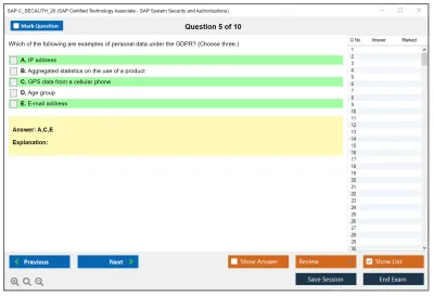 SAP C_SECAUTH_20 SAP Certified Technology Associate - SAP System Security and Authorizations Practice test exam simulator test engine exam Prep practice test questions answers Image 5