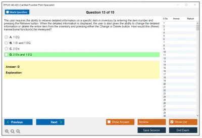 IFPUG I40-420 Certified Function Point Specialist Practice test exam simulator test engine exam Prep practice test questions answers Image 13