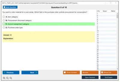 SAP C_TS450_2021 SAP Certified Application AssociateSAP S/4HANA Sourcing and ProcurementUpskilling for ERP Experts Practice test exam simulator test engine exam Prep practice test questions answers Image 8