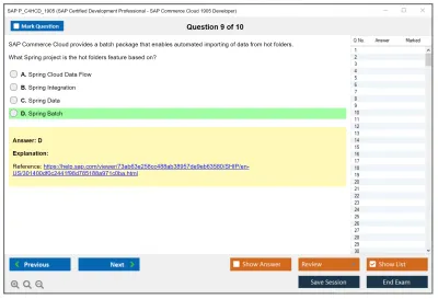 SAP P_C4HCD_1905 SAP Certified Development Professional - SAP Commerce Cloud 1905 Developer Practice test exam simulator test engine exam Prep practice test questions answers Image 9