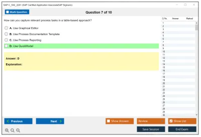 SAP C_SIG_2201 SAP Certified Application AssociateSAP Signavio Practice test exam simulator test engine exam Prep practice test questions answers Image 7