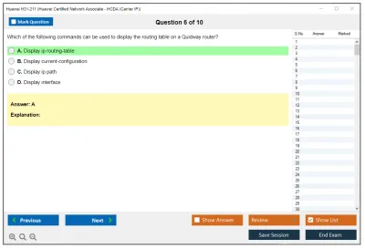 Huawei H31-211 Huawei Certified Network Associate - HCDA (Carrier IP) Practice test exam simulator test engine exam Prep practice test questions answers Image 6
