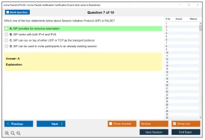 Acme Packet AP0-001 Acme Packet Certification Certification Exams Boot camp & Braindump Practice test exam simulator test engine exam Prep practice test questions answers Image 7