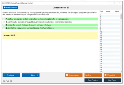 IIA IIA-CFSA Certified Financial Services Auditor Practice test exam simulator test engine exam Prep practice test questions answers Image 6